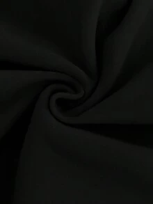 FavEase 女士抓绒弹力腰纯色褶皱休闲运动裤 - 黑色 - 查看 5