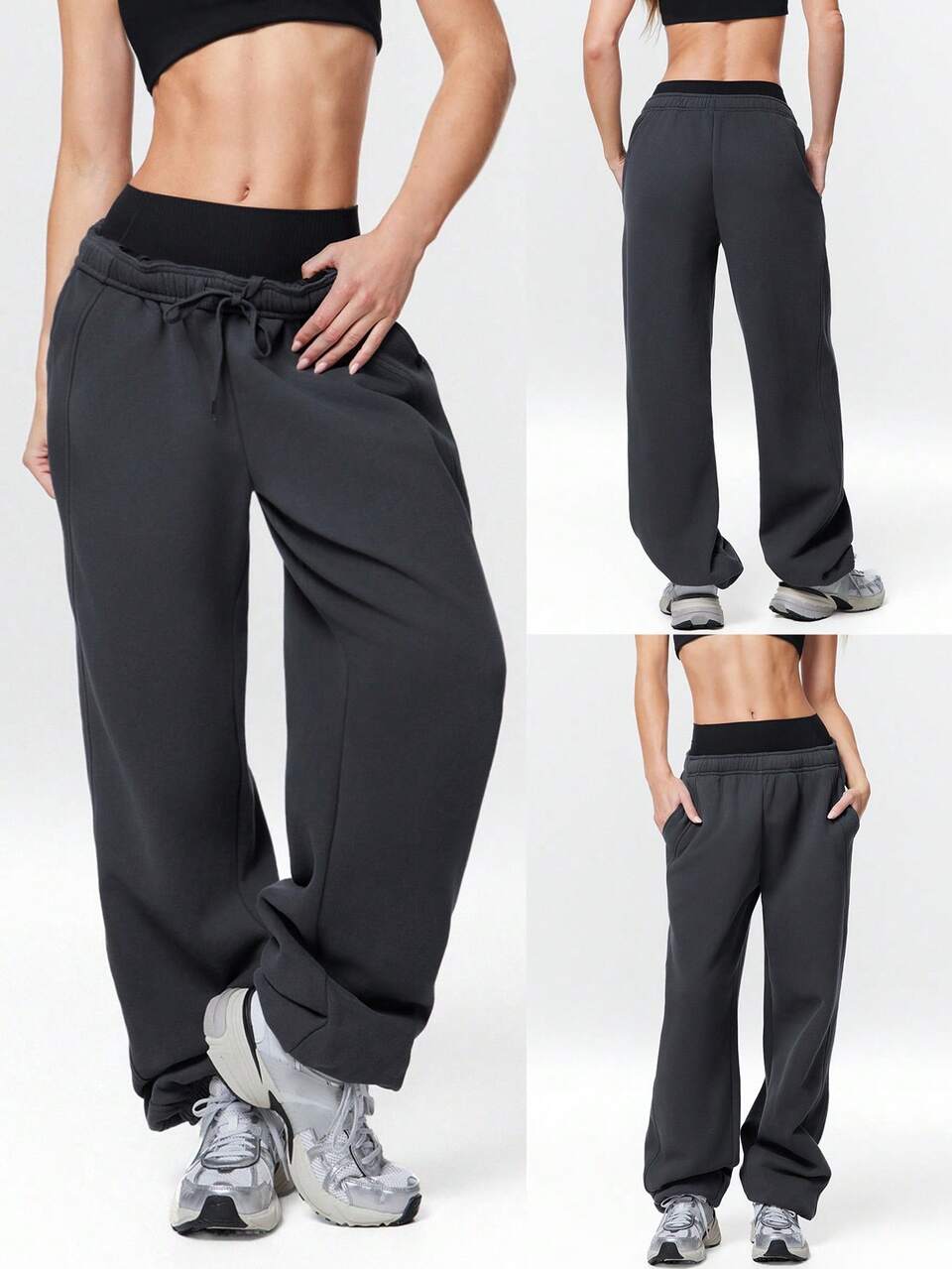 30" Pantalon de jogging basique avec taille ajustable à cordon, poches latérales, coupe ample et confortable en polaire pour un port quotidien et décontracté