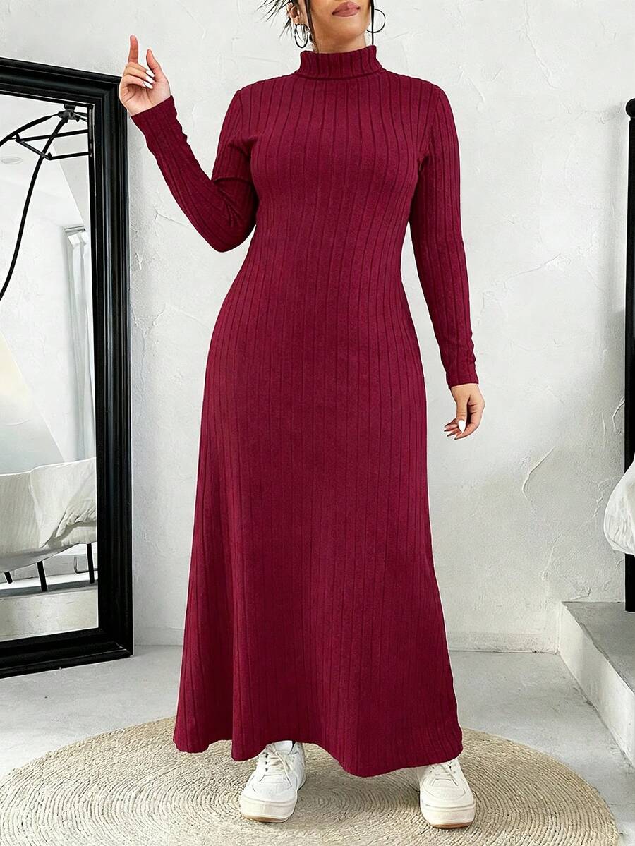 SHEIN EZwear Váy nữ cỡ lớn màu đỏ tía tối giản, giản dị - Màu Đỏ Sâu - Xem 1