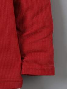 SHEIN 男童撞色T恤，舒适休闲时尚，百搭街头风、运动风、户外风、返校季皆宜 - 酒紅色 - 查看 5