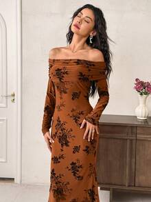 EastFlair Women's Floral Print Off Shoulder Long Dress - Multicolor - View 5