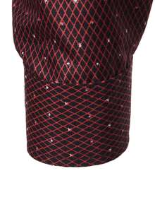 Manfinity Mode 男士商务通勤菱形图案长袖衬衫