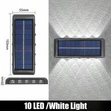 太阳能壁灯 多LED双排灯 暖光手电筒 装饰氛围灯 花园街景灯 户外走廊灯 台灯 - 黑色 - 查看 16