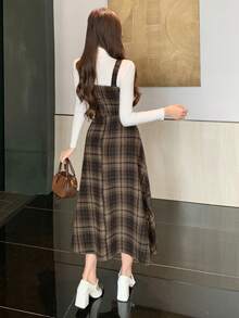 DAZY 优雅图案无袖美人鱼中长连衣裙，秋季女装