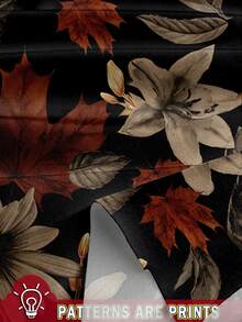 EMERY ROSE Plus Size Women Maple Leaf Print Round Neck Cap Sleeve Blouse, Autumn Small Flying Sleeve Loose Shirt Chic Blouses For Women - Multicolor - View 3