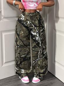 Slaydiva Quần Jeans Cargo Nhiều Màu Thời Trang Thường Ngày Cỡ Lớn Đa Năng - Nhiều màu - Xem 6