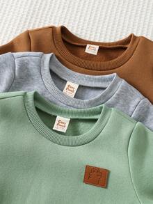 Cozy Pixies Conjunto de 6 piezas de sudadera de cuello redondo suave y pantalones de cintura elástica para bebé niño - Gris - Ver 3