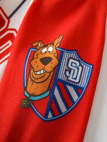 SCOOBY-DOO X SHEIN Young Boy Cartoon Pattern Patchwork Striped Crew Neck Long Sleeve Knit Casual T-Shirt Kids Baseball Clothes - Red - View 6