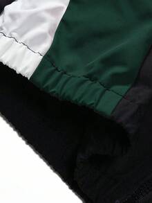 Manfinity Campus Court Áo khoác gió ngoài trời tay raglan kéo khóa Colorblock cho nam, mùa thu - Màu xanh lá cây đậm - Xem 6