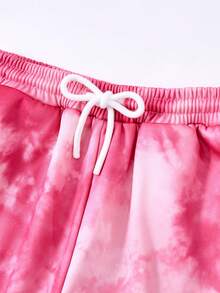 JNSQ Conjunto de 2 piezas para niñas preadolescentes - Sudadera con mangas largas y efecto tie-dye y pantalón de chándal de pierna recta holgada, adecuado para otoño, invierno, uso diario, actividades al aire libre, vacaciones, ropa urbana, fiestas y casual - Rosa - Ver 9