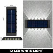 太阳能壁灯 多LED双排灯 暖光手电筒 装饰氛围灯 花园街景灯 户外走廊灯 台灯 - 黑色 - 查看 18
