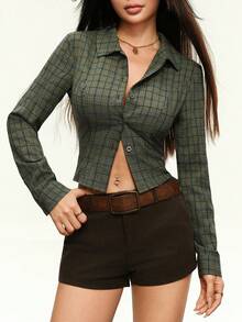 Rina Fox Women's Plaid Long Sleeve Single-Breasted Casual Shirt - Multicolor - View 6