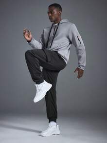 Driftmere Men's Casual Half-Zip Hoodie Sweatshirt And Cargo Pants Set, Fashionable Outdoor Suit, Gym/Training/Running/Fitness Hoodie, Quarter Zip Hoodies Sweatshirt, Daily Casual Spring To Summer - Light Grey - View 8