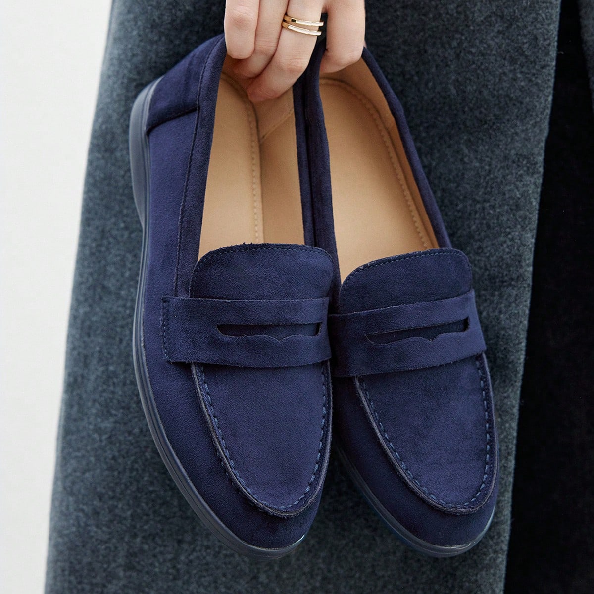 Cómodas y elegantes mocasines de ante color café para mujer, adecuados para ir al trabajo, caminar al aire libre, uso diario, zapatos planos versát
