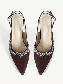 CUCCOO HITCHD Giày cao gót mũi nhọn đính đá Rhinestone dành cho nữ, thanh lịch, quyến rũ, lãng mạn, gợi cảm, phong cách Gothic, da lộn đen, trang phục trang trọng, khách dự tiệc cưới, trà chiều, đêm hẹn hò, tiệc tùng, thích hợp cho đám cưới, dạ tiệc, Halloween, Giáng sinh, lễ tạ ơn, tiệc sinh nhật - Cà phê nâu - Xem 10