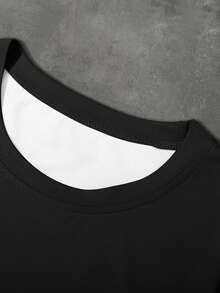 Manfinity Campus Court 男士休闲撞色数字印花T恤，夏季 - 彩色 - 查看 3