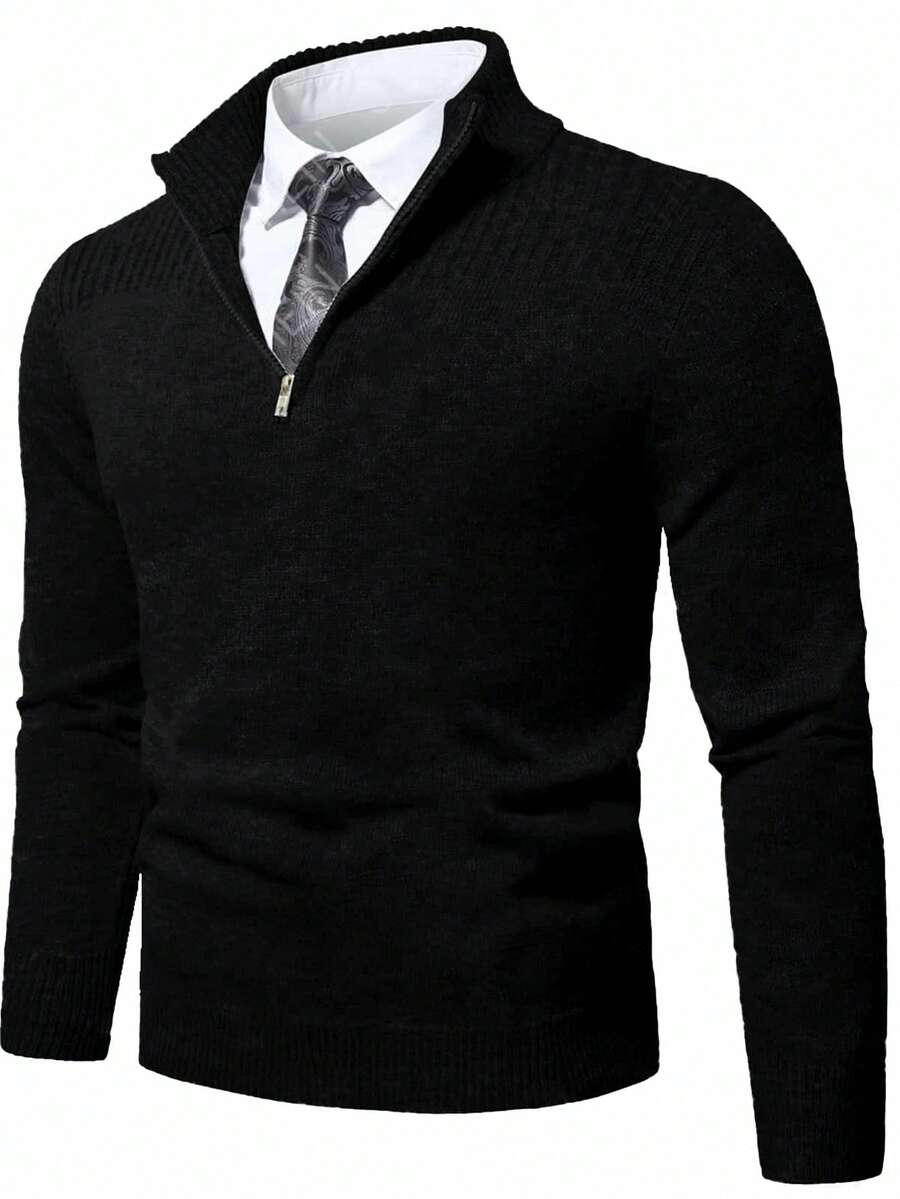 Manfinity Mode Men 1pc Zip Front Jumper Without Shirt - Black - View 1