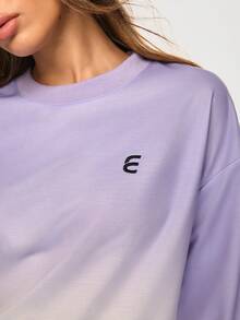 Eassivo Eassivo 女士渐变色落肩长袖休闲套头卫衣 - 紫色 - 查看 7