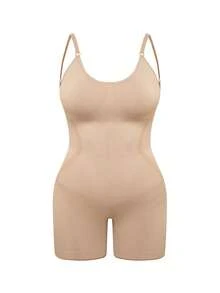 SHAPORA 加大码女士无缝塑身衣，收腹，束腰，轻盈压缩，平坦小腹，瘦腿，适合日常穿着和产后恢复 - 杏色 - 查看 3