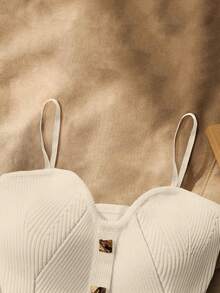 INAWLY Canottiera a coste in metallo per taglie forti da donna