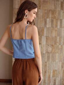 MOTF PREMIUM Áo thun nữ không tay họa tiết hoa 3D mùa hè - Màu xanh lam - Xem 3