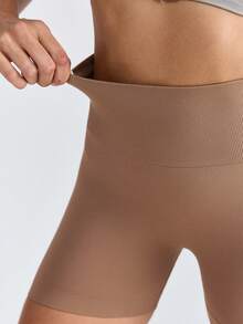 Loungeista 1 chiếc quần short định hình eo cao giúp kiểm soát vòng bụng cho nữ, quần short yoga không đường may, quần legging thích hợp cho chạy bộ và thể thao. - màu nâu - Xem 7