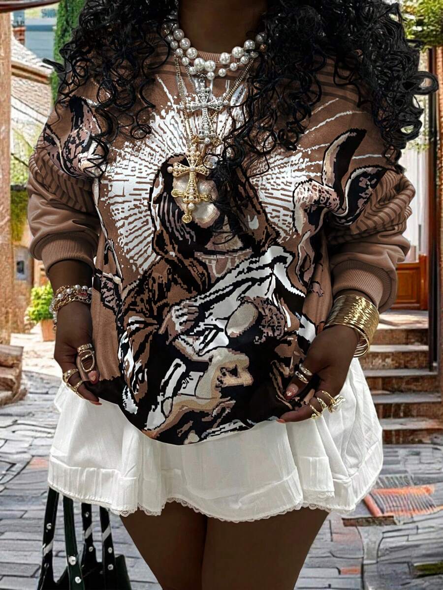 Rovax Bendíceme, protégeme Señora María Sudadera de otoño e invierno - Marrón - Ver 1