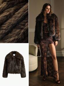 MOTF PREMIUM 拉链仿皮草大衣 - 摩卡棕 - 查看 2