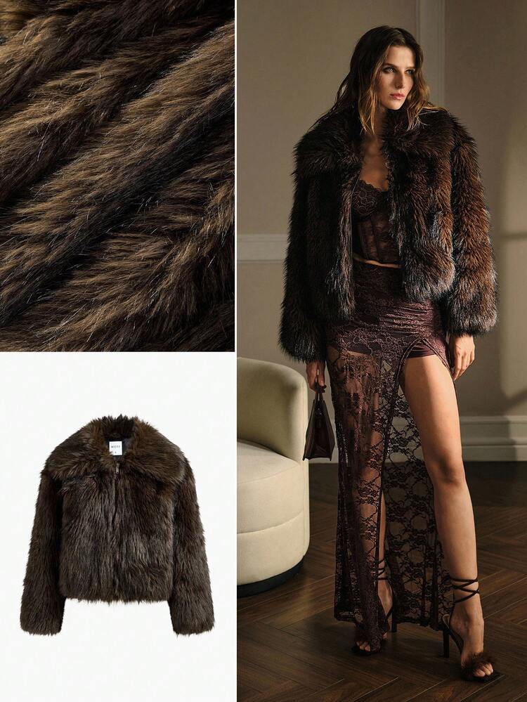 ABRIGO DE PIEL SINTÉTICA CON CREMALLERA