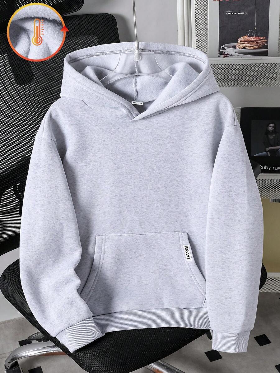 Tween Boys' Casual Solid Color Loose Fit Sweatshirt - Grey - View 1