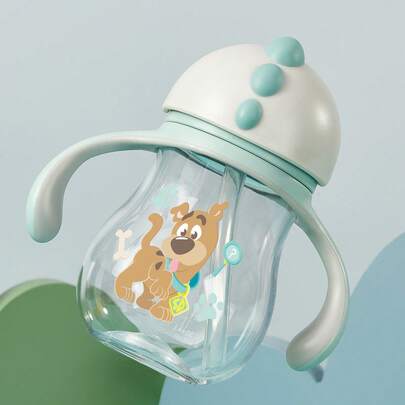 SCOOBY-DOO X SHEIN Cốc uống nước cho bé bằng silicon chống rò rỉ, dung tích 260 ml / 8 oz, có tay cầm tháo rời để dễ vệ sinh, chất liệu Tritan, quà tặng ý tưởng.