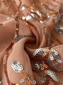 Viva Relle Große Größen Herbst/Winter Partykleid mit Pailletten, Stickereien, Perlen und Dopamin-Besatz, farbenfroh, ärmellos, tailliert, rückenfrei, figurbetont, für Damen, sexy Partykleid für kurvige Frauen, sexy Geburtstagskleid, glamouröses Diva-Kleid, durchsichtiges Kleid, roségoldenes Kleid, Große Größen Partykleid, Tanzkleid, Date-Date, Dinnerparty, Bankett - Orange - Übersicht 7