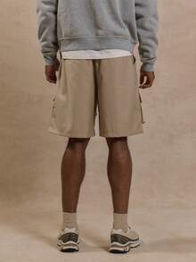 Musero Short cargo tactique avec taille élastique, boucle à clip, détail d'ajustement. Style de rue pour l'été et les vacances - Kaki - Voir 4