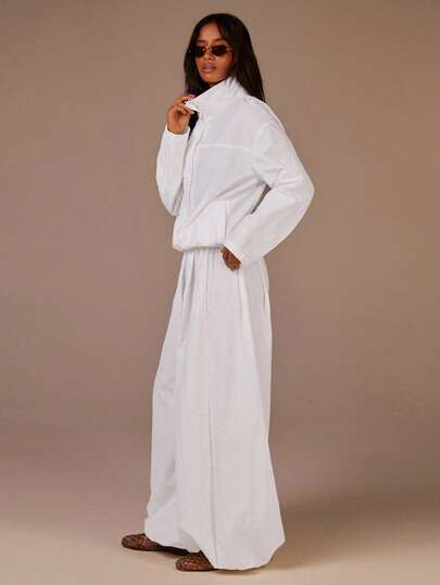 Athîral 女士纯色落肩长袖时尚宽松版型，适合户外、运动、日常穿着，女士秋季服装，女士秋季套装，休闲舒适，长袖，适合秋季外出，两件套。