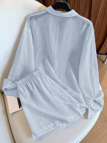 Resyla Bộ 2 món đồ thường ngày phong cách cổ điển, thời trang và đa năng - Màu xanh nhạt - Xem 2