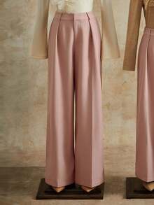 Anewsta Tall 优雅时尚的褶裥口袋纯色直筒裤，适合高挑身材，秋季、冬季、夏季、春季、新年、派对、婚礼等场合穿着，尽显优雅、时尚、别致、商务休闲风。 - 粉色 - 查看 7