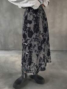 FRIFUL 女士时尚扎染印花侧开衩半身裙