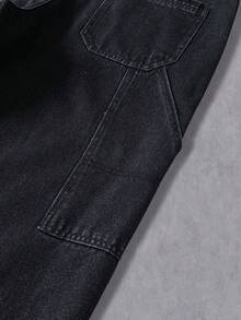 Manfinity Denimwave 男士几何图案口袋直筒休闲牛仔裤，适合外出聚会、通勤、度假、街头、垃圾摇滚风 - 黑色 - 查看 6