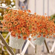 Outdoor Artificial Fall Flower, Uv Resistant Fake Plants, Faux Plastic Floral Orange Shrubs Hanging Flower Plant For Home Kitchen Balcony Garden Window Sill Fall Decoration - Multicolor - View 4