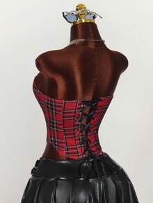 Amplova Áo croptop ống màu đỏ phối chéo phía trước dành cho nữ, thích hợp cho Giáng sinh và Ngày Valentine, năm mới. - Nhiều màu - Xem 3