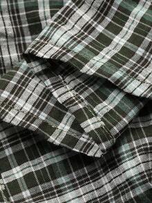 DAZY Plaid Lantern Sleeve Women's Casual Lounge Dress, Winter, Moo Moo Night Dress Pajamas - Green - View 8