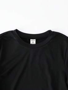 SHEIN 3件套少女休闲百搭家居服日常穿搭套装，圆领短袖长袖上衣+紧身喇叭裤针织套装，秋冬款 - 彩色 - 查看 4