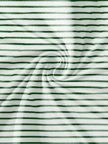 Claim Dot 男女皆宜的经典绿白条纹马图案休闲T恤，时尚印花T恤