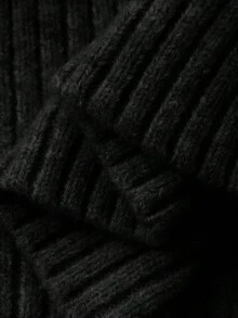 DAZY Women's Autumn High Neck Criss-Cross Hem Sweater - Black - View 5