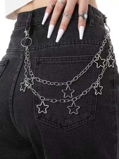 ROMWE Goth 1pc Women Bat Decor Layered Trouser Chain, Halloween