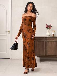 EastFlair Women's Floral Print Off Shoulder Long Dress - Multicolor - View 3
