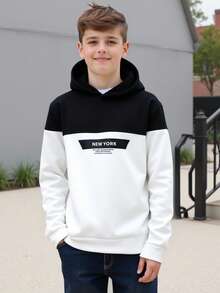 SHEIN 青少年男童休闲日常舒适电子游戏图案印花宽松套头卫衣，适合生日派对、晚宴、演出、婚礼、洗礼、开幕式等场合，日常穿着舒适，适合上学、旅行和运动，秋冬季节穿着舒适。 - 白色 - 查看 1