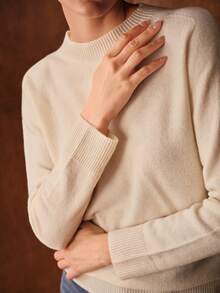 MOTF PREMIUM 100% WOOL KNITTED CREW NECK LONG SLEEVE SWEATER, AUTUMN/WINTER - White - View 3
