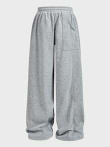 EASEVO Plus Size Men's Letter Print Drawstring Waist Loose Fit Sweatpants - Light Grey - View 2