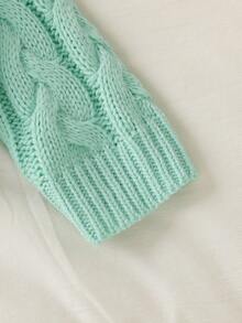 Baby Girl Casual Everyday Commute Minimalist Solid Color Turndown Collar Loose Cable Knit Sweater, Autumn/Winter Baby Knitwear Sweaters For Toddler Girls Baby Girl Winter Sweaters Baby Girl Jumper - Green - View 5